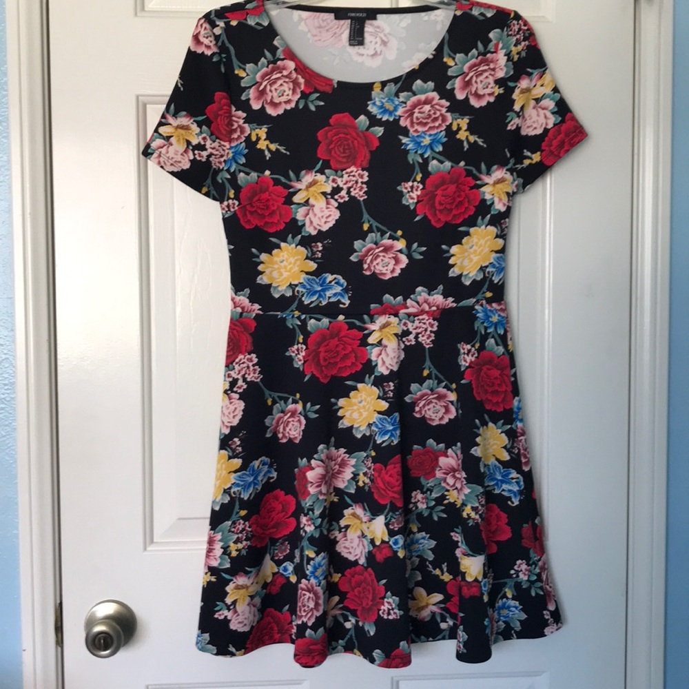Floral backless skater dress
